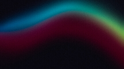 Blue purple red green dark glowing grainy gradient background noise texture, Vibrant colors flow, wave shaped poster header banner design copy space
