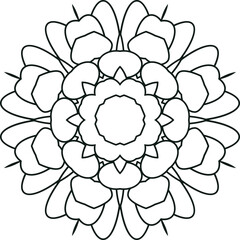 Mandala Line Art Tattoo Circular Pattern in the Form of a Mandala Decorative Ornament in Ethnic Oriental Style.