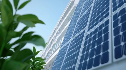 Fototapeta premium Harnessing solar energy the future of sustainable living with efficient solar panels in urban architecture