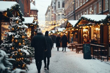 Obraz premium Festive Evening at the City Market Square