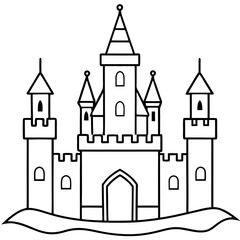 Obraz premium Castle illustration coloring page vector art coloring book design 