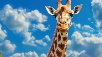 Obraz premium Giraffe Portrait Against Blue Sky