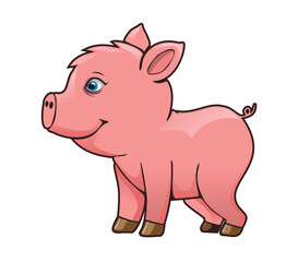 baby pig pink isolated vector cartoon