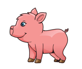 pig pink cartoon vector isolated