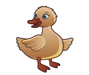 brown duck isolated cartoon vector