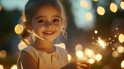 Children playing with sparklers, lighting up the night, Festival of Lights joy