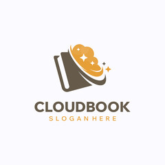 Cloud book logo design template. Digital study concept. Creative vector symbol.