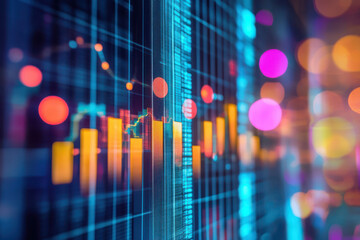 A digital financial chart displaying market trends with vibrant colors and data visualization.