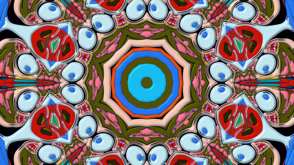 Colorful symmetrical abstract kaleidoscope background pattern for summer 