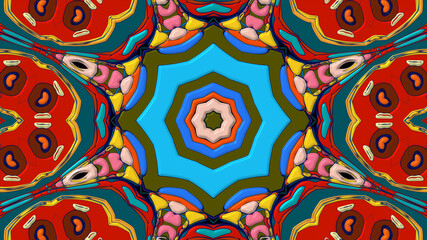 Colorful symmetrical abstract kaleidoscope background pattern for summer
