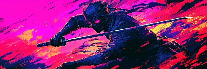 Obraz premium Dynamic Ninja Artwork in Vibrant Colors