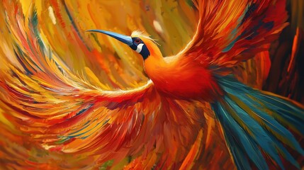 Obraz premium Vibrant Bird of Paradise with Colorful Wings