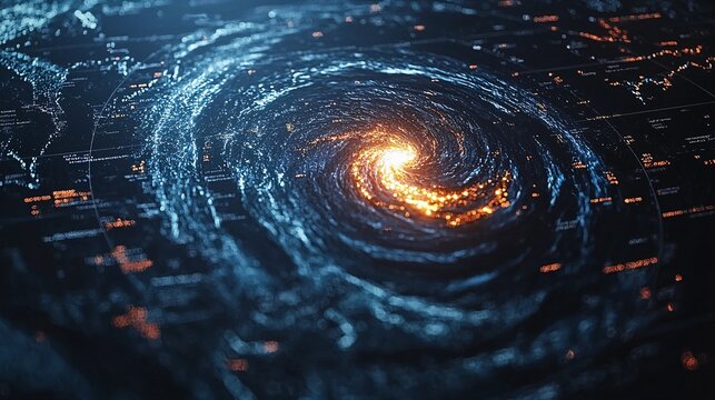 Close-up of a weather radar showing an incoming hurricane s path sharp focus clean layout ultra HD