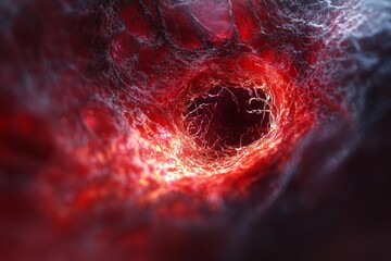 close-up microscopic blood endoscopy for intestinal treatment. Scientific depth of field.
