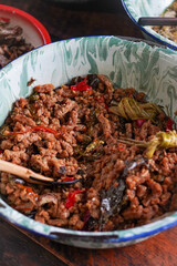 The delicious of traditional indonesian food in Purwokerto City, Central Java, Indonesia. It was taken on November 11, 2024 by a professional. It's a nice food with Indonesian culture