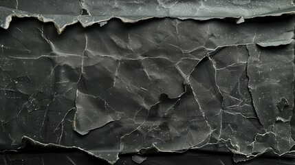 The aged, cracked surface of old black cardboard reveals its empty and damaged state, showcasing a rich texture and history. Generative AI