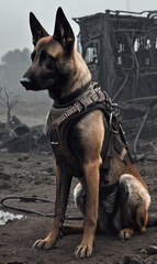 Obraz premium Dogs. Malinois. Dog in a beautiful collar, harness.