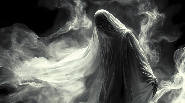Ghostly apparition in flowing robe halloween decoration macro. Ghostly Apparition. Illustration