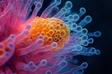 Obraz premium Cloes-up microphotography of virus, electron microscopy.