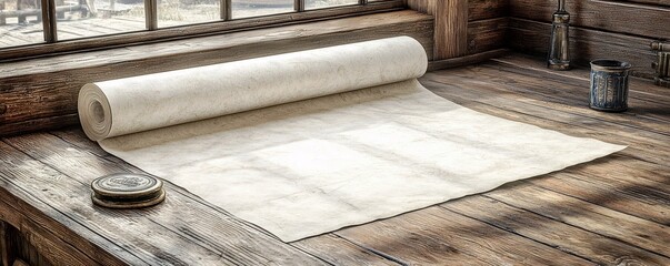 Elegant Rolled Paper on Wooden Table