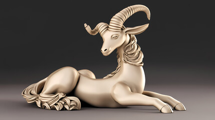 A majestic goat symbol representing the Capricorn zodiac, with sturdy horns and a focused gaze, symbolizing ambition, resilience, and determination amidst a winter landscape.