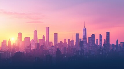 Fototapeta premium Scenic City Skyline at Dawn in Open Space