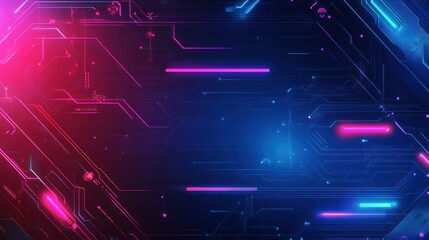 Obraz premium Background gaming abstract neon sci-fi themes cyberpunk red blue glowing dynamic technology wallpaper AI generated image