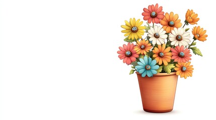 Colorful flower bouquet in a pot.