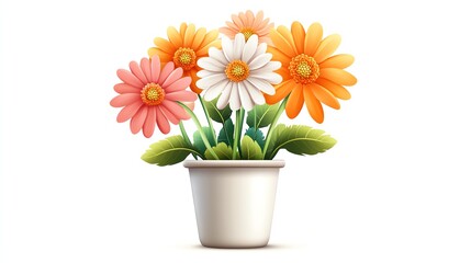 Colorful flower pot with vibrant blooms.