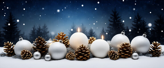 Fototapeta premium Merry Christmas decorative elements and happy New Year background gen. AI 