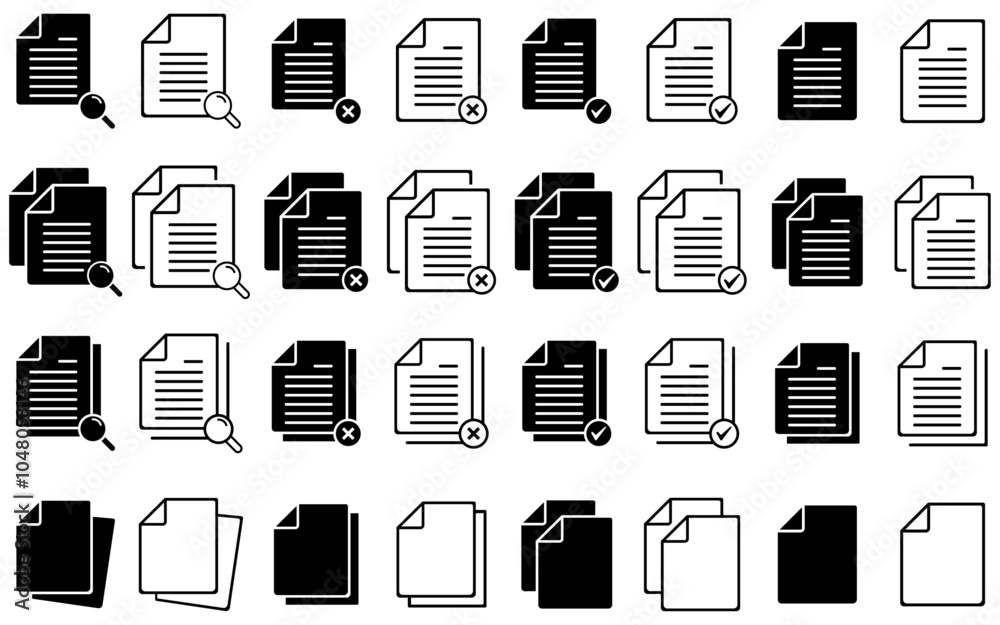 Poster document icon set line icon paper files sheet notes searching business outline sign symbol buttons t