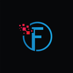letter F tech logo design template, F tech logo, F technology vector