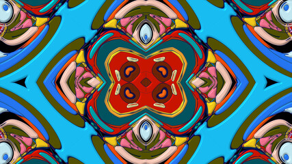 Colorful symmetrical abstract kaleidoscope background pattern for summer