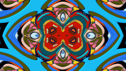 Colorful symmetrical abstract kaleidoscope background pattern for summer