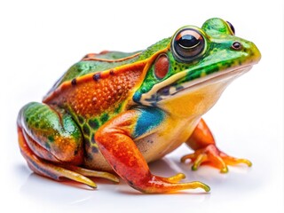 Fototapeta premium Stunning Frog on White Background - High-Quality 8K Portrait Photography for Nature Lovers, Wildlife Enthusiasts, and Educational Projects