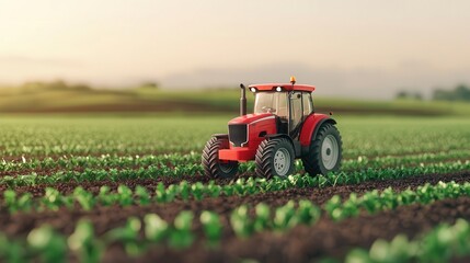 Obraz premium Autonomous farming vehicles performing soil analysis and crop monitoring through integrated sensors, autonomous vehicles, smart agriculture tech