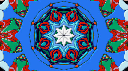 Colorful symmetrical abstract kaleidoscope background pattern for summer