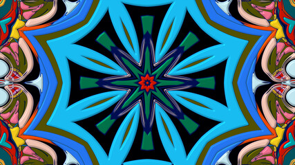 Colorful symmetrical abstract kaleidoscope background pattern for summer
