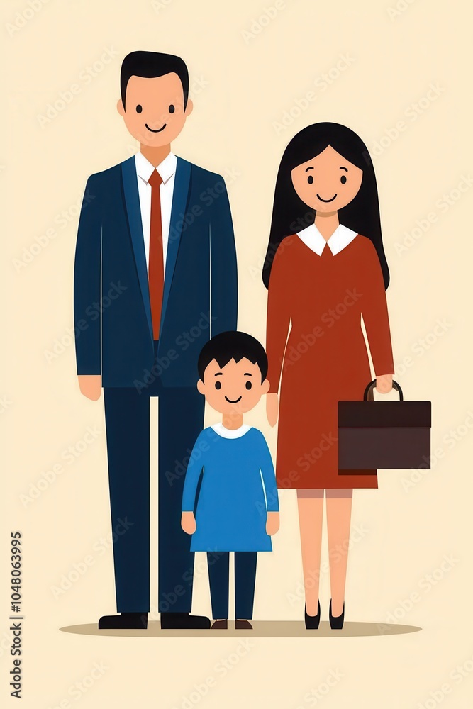 Wall mural happy family portrait with parents and child, isolated on a light background