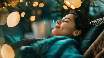 portrait of a woman relaxing in a spa