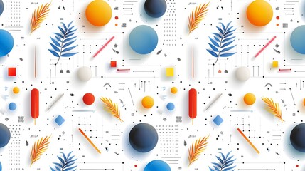 Obraz premium Vibrant geometric patterns with tropical touches