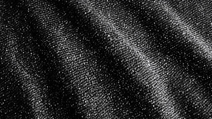 Black and White Distressed Fabric Texture Vector with Grunge Halftone Effect for Depth and Overlay in Abstract Design