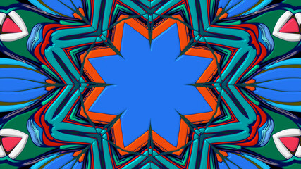 Colorful symmetrical abstract kaleidoscope background pattern for summer