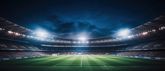 Football Stadium at Night with Floodlights