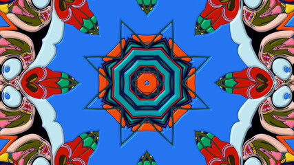 Colorful symmetrical abstract kaleidoscope background pattern for summer