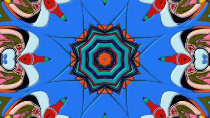 Colorful symmetrical abstract kaleidoscope background pattern for summer