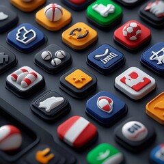 3D Illustrated Sports App Icon Set