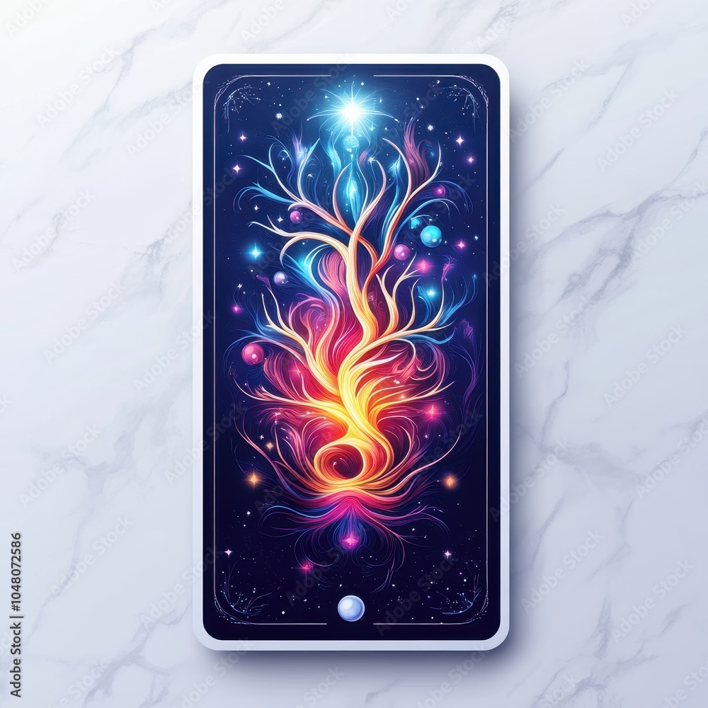 Poster vibrant abstract design with cosmic elements