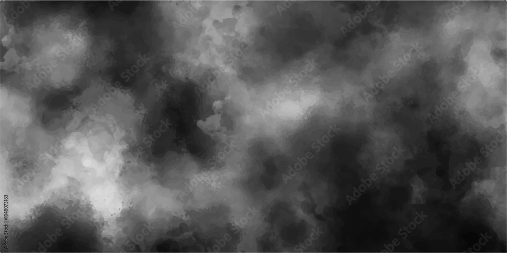 Poster abstract design with black and white ink effect water color. black grey sky with white cloud , marbl