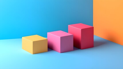 Obraz premium Colorful Geometric Shapes on Blue and Orange Background